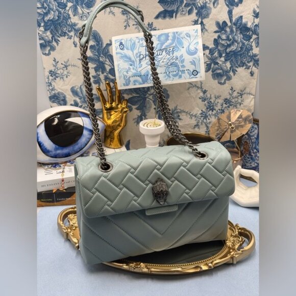 🆕 KURT GEIGER LONDON 🧿 NWT Leather Kensington Shoulder Bag, Pale Blue Grey - Picture 2 of 15